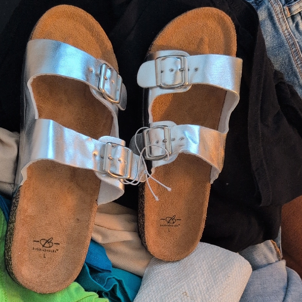 Silver Double Buckle Sandals